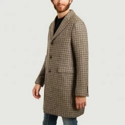 CLOSED Muddy Biege Checked New Wool Coat