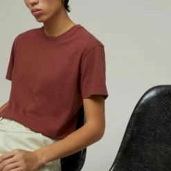 CLOSED T-shirt Jersey Col Rond - Coton Organique - Red Plum