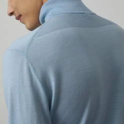 CLOSED Pull Col Roulé - Laine Bio Mérinos - Bleu Porcelaine