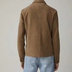 CLOSED Veste En Cuir D'agneau Daim Marron Clair