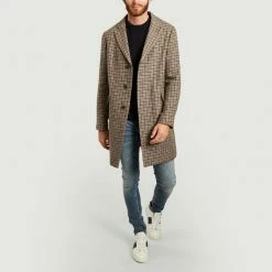 CLOSED Muddy Biege Checked New Wool Coat