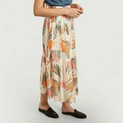 CLOSED Ecru Leaf Printed Long Skirt
