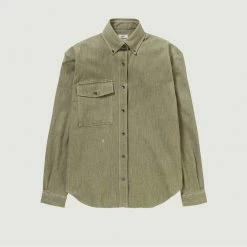 CLOSED Khaki Spread Collar Shirt Cotton Pique
