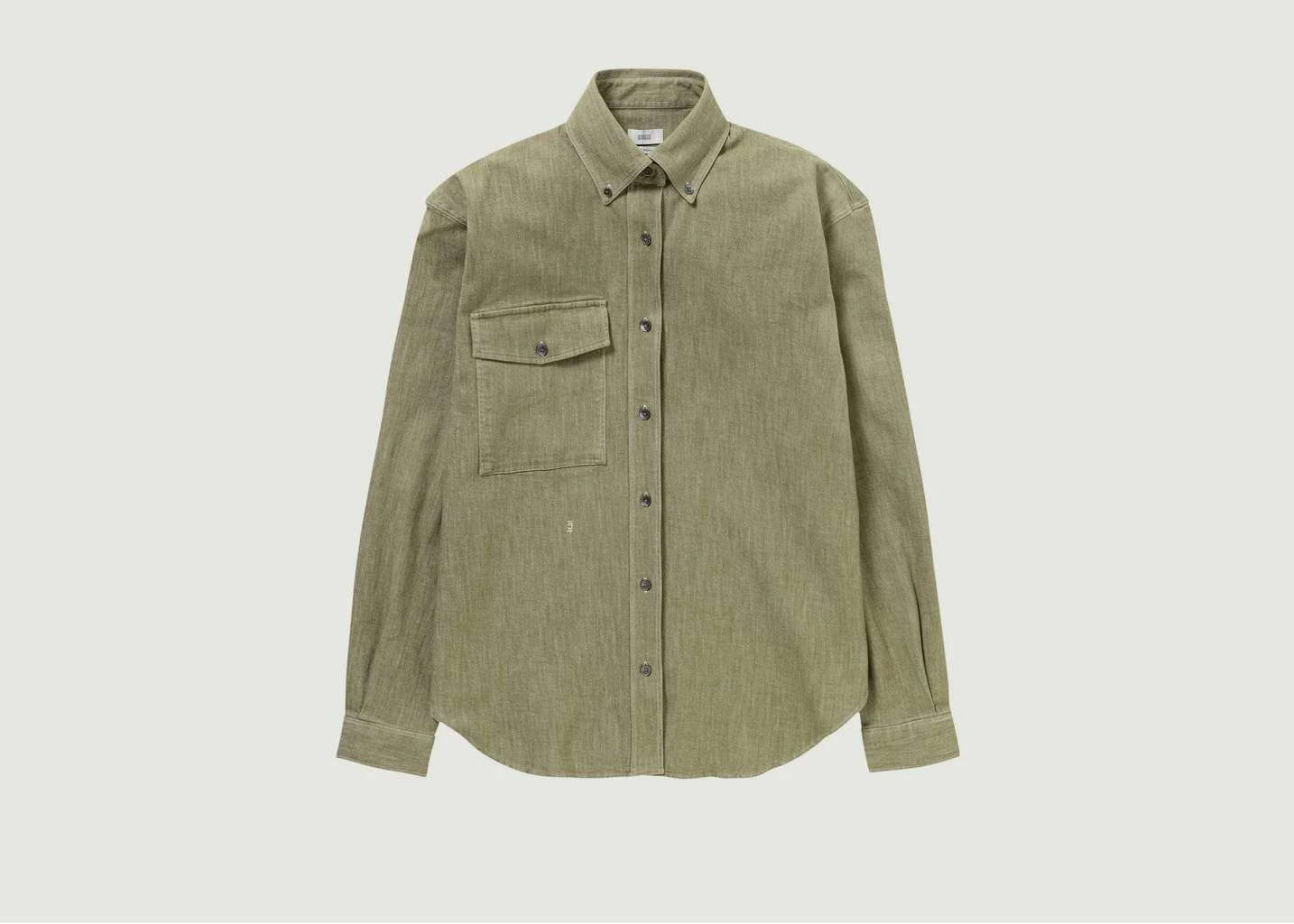 CLOSED Khaki Spread Collar Shirt Cotton Pique