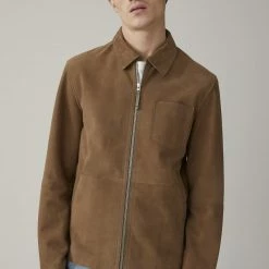 CLOSED Veste En Cuir D'agneau Daim Marron Clair