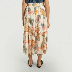 CLOSED Ecru Leaf Printed Long Skirt