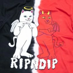 RIP N DIP Angel & Devil T-Shirt - Red/Black Split Dye