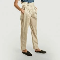 CLOSED Beige Gwen Adjustable Belted Trousers