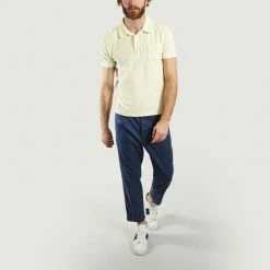 CLOSED Pale Yellow Towelling Cotton Polo With Pocket