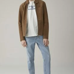 CLOSED Veste En Cuir D'agneau Daim Marron Clair