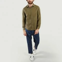 CLOSED Khaki Spread Collar Shirt Cotton Pique