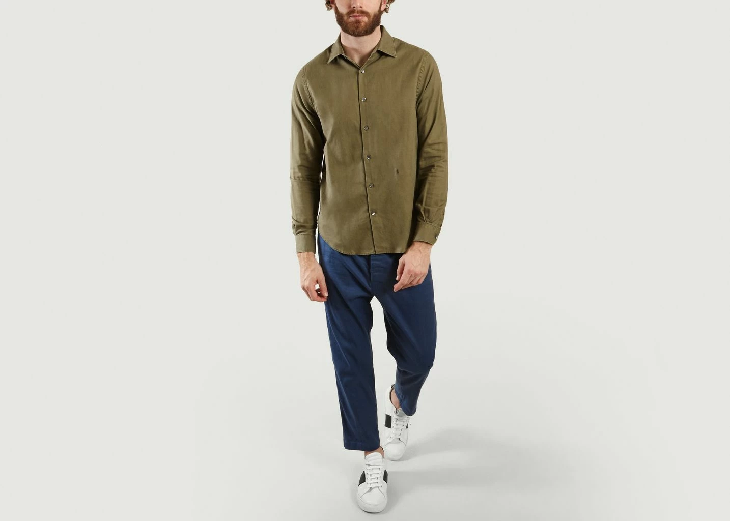 CLOSED Khaki Spread Collar Shirt Cotton Pique