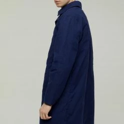 CLOSED Manteau Long Trench - Coton Ciré - Bleu Marine