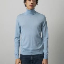 CLOSED Pull Col Roulé - Laine Bio Mérinos - Bleu Porcelaine