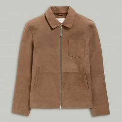 CLOSED Veste En Cuir D'agneau Daim Marron Clair