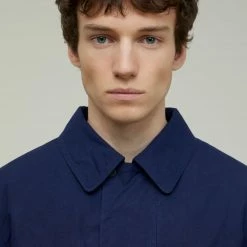 CLOSED Manteau Long Trench - Coton Ciré - Bleu Marine