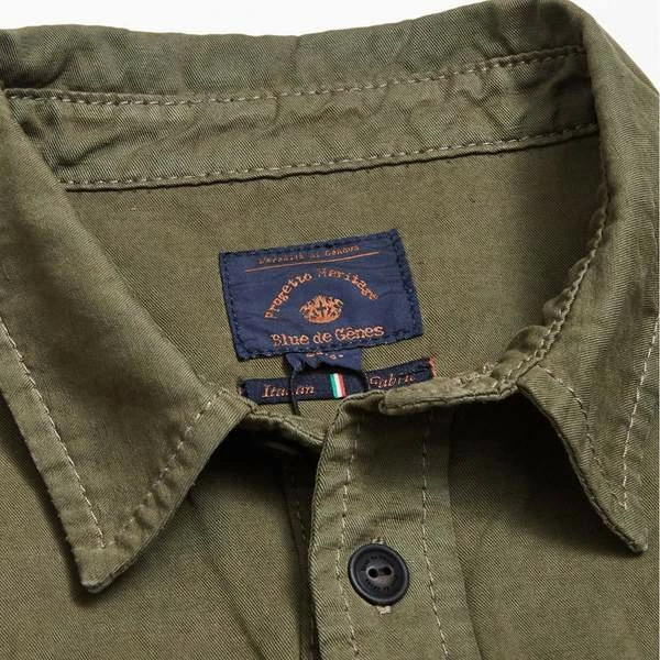 Blue de Genes Folignio Gordian Albiate Overshirt Olive Night