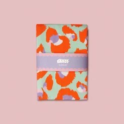 Eleanor Bowmer : Turquoise & Coral Bright Leopard Print Tea Towel