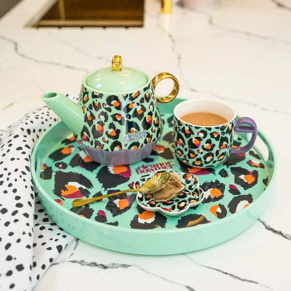 Eleanor Bowmer Mint Leopard Tea Bag Tidy