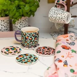 Eleanor Bowmer Leopard Ceramic Coasters (Set of 4)