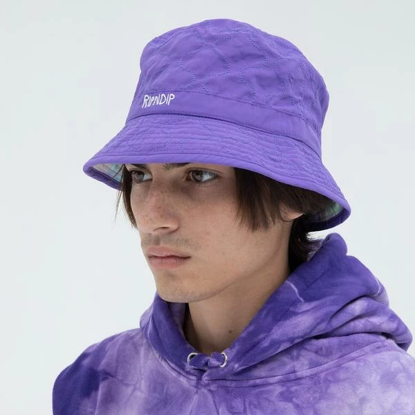 RIP N DIP Castanza Reversible Brushed Fleece Quilted Bucket Hat Purple
