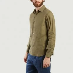 CLOSED Khaki Spread Collar Shirt Cotton Pique