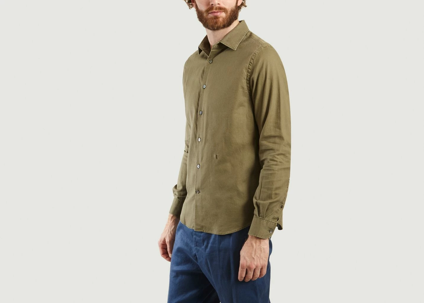 CLOSED Khaki Spread Collar Shirt Cotton Pique