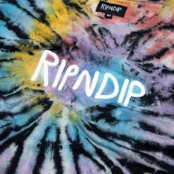 RIP N DIP Rubber Logo T Shirt Sunburst Spiral Tie Dye