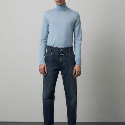 CLOSED Pull Col Roulé - Laine Bio Mérinos - Bleu Porcelaine