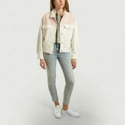 CLOSED White and Pink Denim Patchwork Jacket