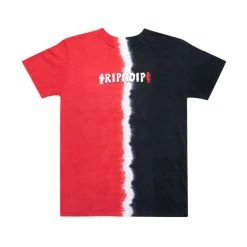 RIP N DIP Angel & Devil T-Shirt - Red/Black Split Dye