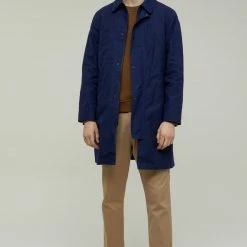 CLOSED Manteau Long Trench - Coton Ciré - Bleu Marine