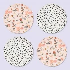 Eleanor Bowmer Shell & Dalmatian Picnic Dinner Plates - Set of 4