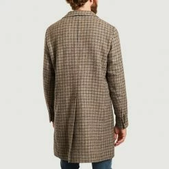 CLOSED Muddy Biege Checked New Wool Coat