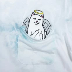 RIP N DIP Lord Angel Pocket T-Shirt - Light Blue Lightning Wash