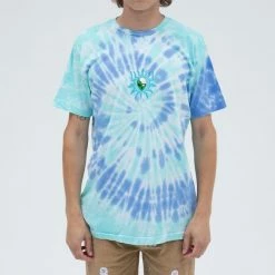 RIP N DIP Wizard T Shirt Blue Aqua Spiral Dye