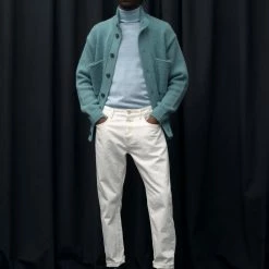 CLOSED Pull Col Roulé - Laine Bio Mérinos - Bleu Porcelaine