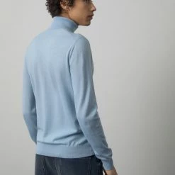 CLOSED Pull Col Roulé - Laine Bio Mérinos - Bleu Porcelaine