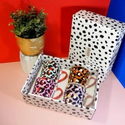 Eleanor Bowmer : Set Of 4 Leopard Print Mugs