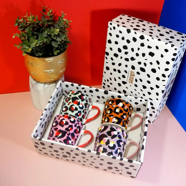 Eleanor Bowmer : Set Of 4 Leopard Print Mugs