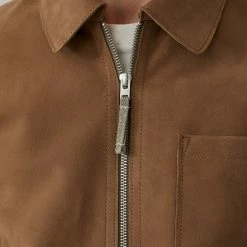 CLOSED Veste En Cuir D'agneau Daim Marron Clair