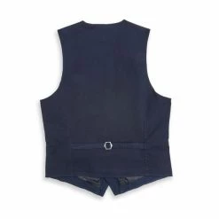 Blue de Genes Pieve Gusto Linen Gillet Dark Navy