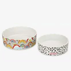 Eleanor Bowmer Pet Bowl Set Of 2 Dalmatian & Rainbows